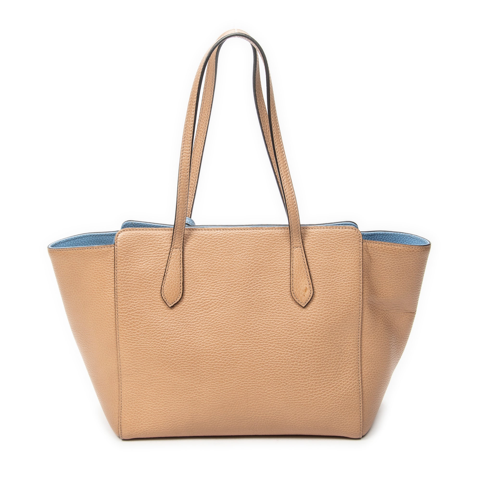 Shoulder Bag Small Swing Tote Beige Grained Calfskin Leather