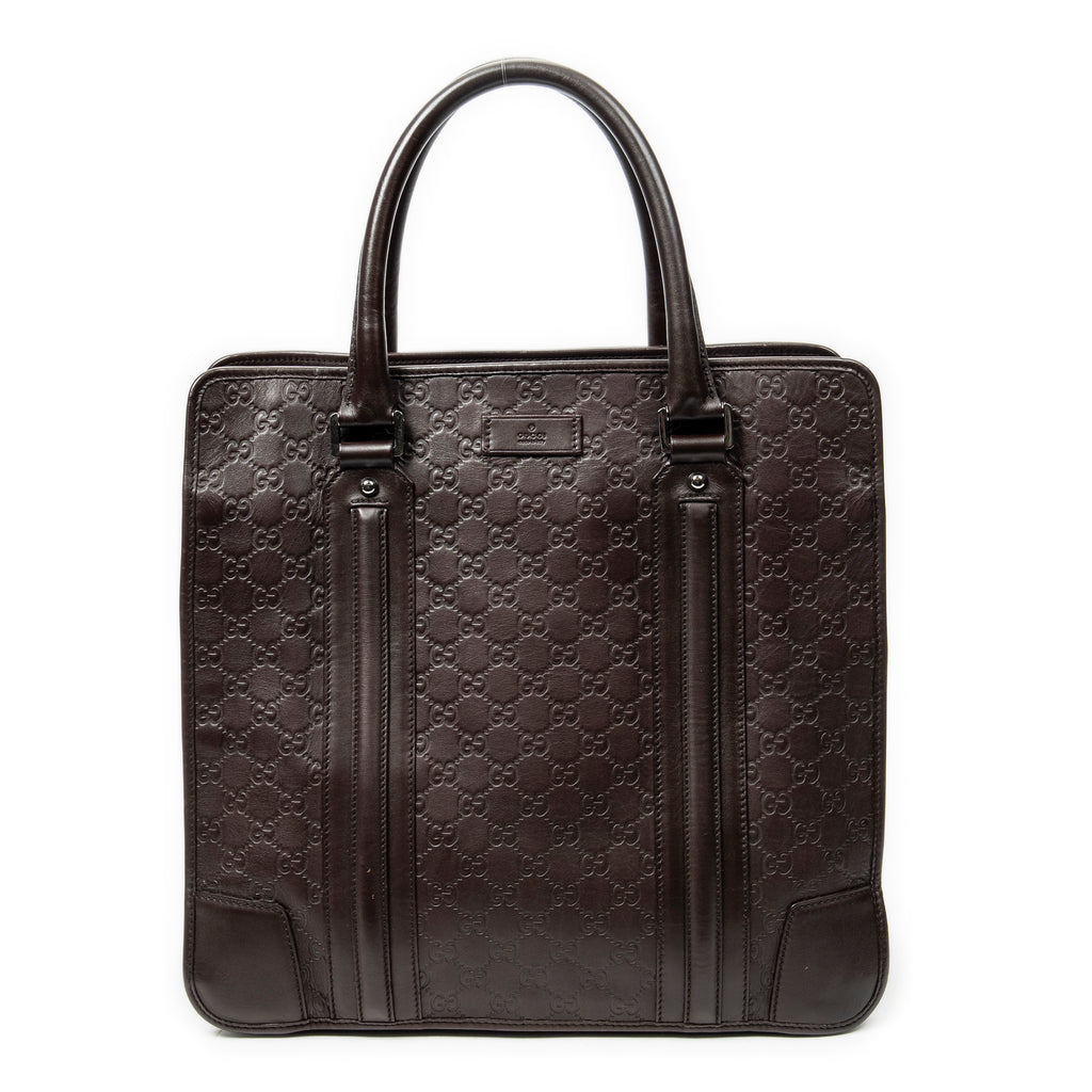 Shoulder Bag Large Document Tote Dark Brown Guccissima Leather