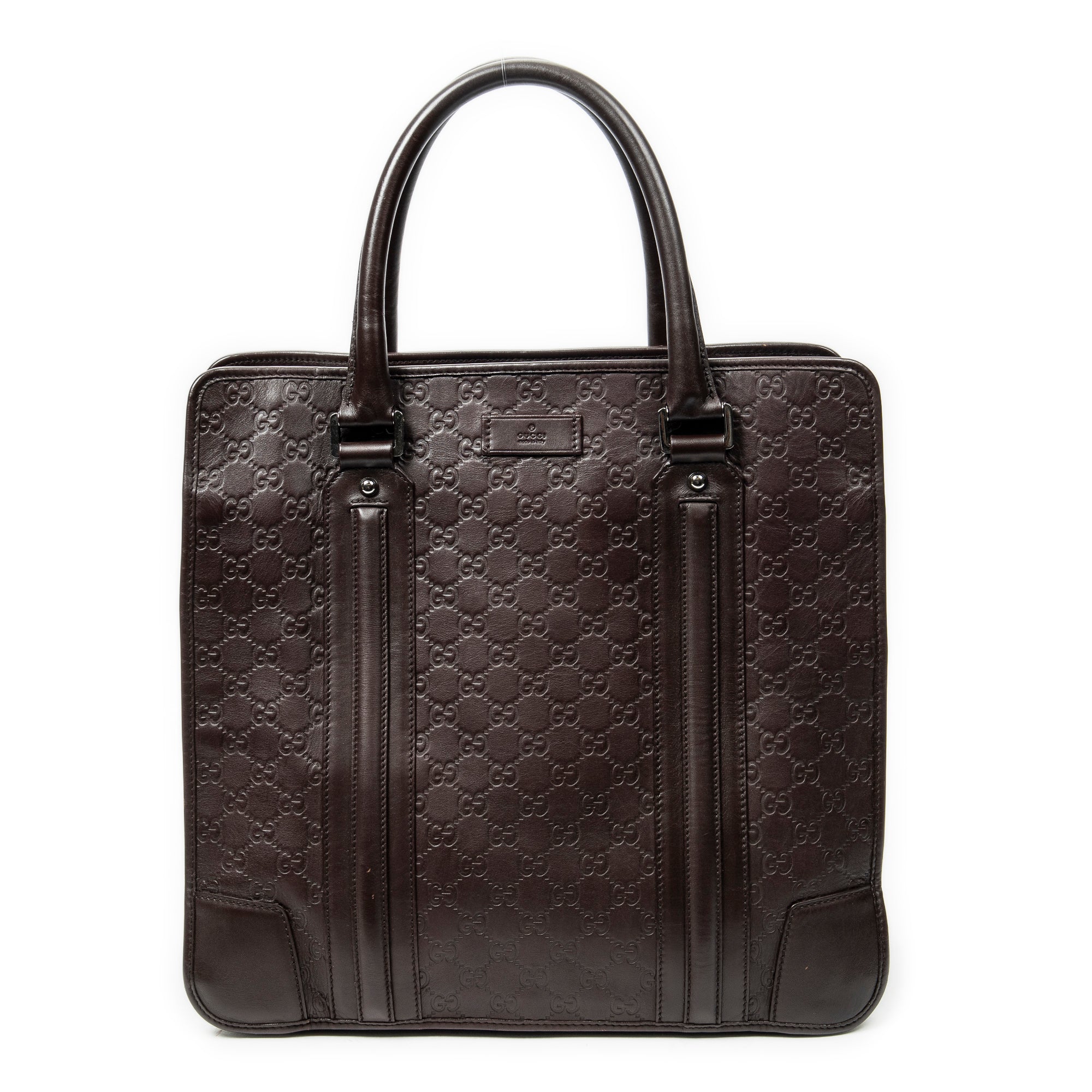 Shoulder Bag Large Document Tote Dark Brown Guccissima Leather