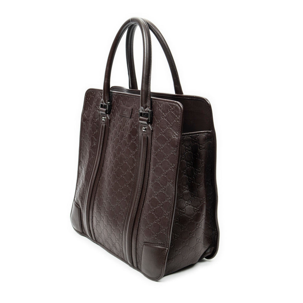 Shoulder Bag Large Document Tote Dark Brown Guccissima Leather