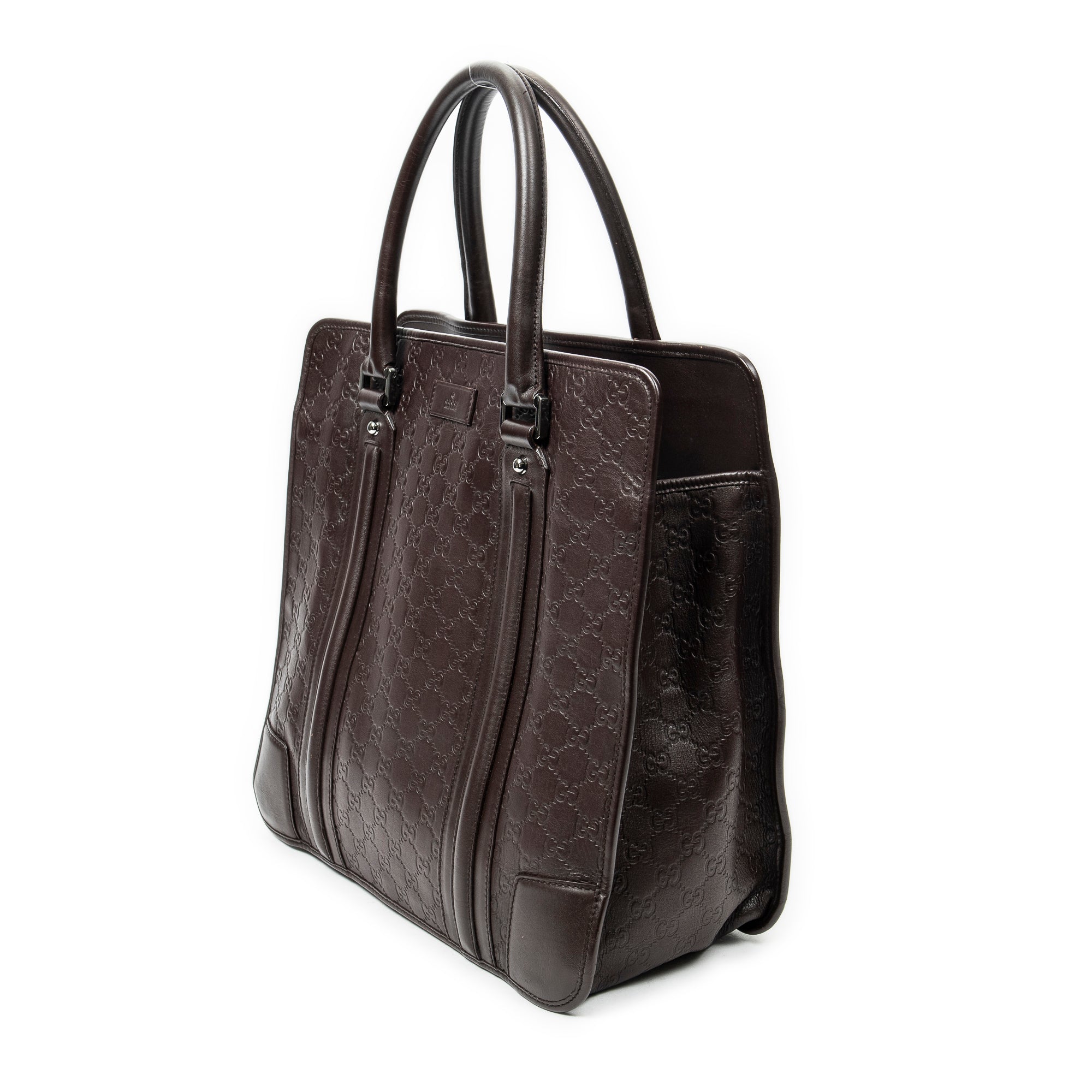 Shoulder Bag Large Document Tote Dark Brown Guccissima Leather