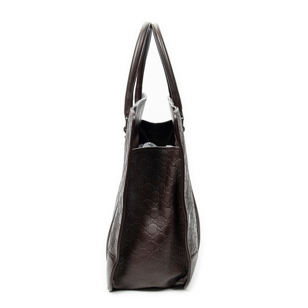 Shoulder Bag Large Document Tote Dark Brown Guccissima Leather