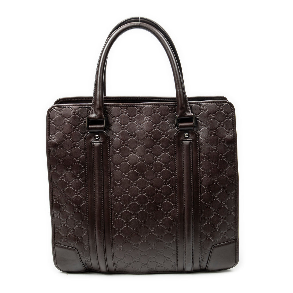 Shoulder Bag Large Document Tote Dark Brown Guccissima Leather