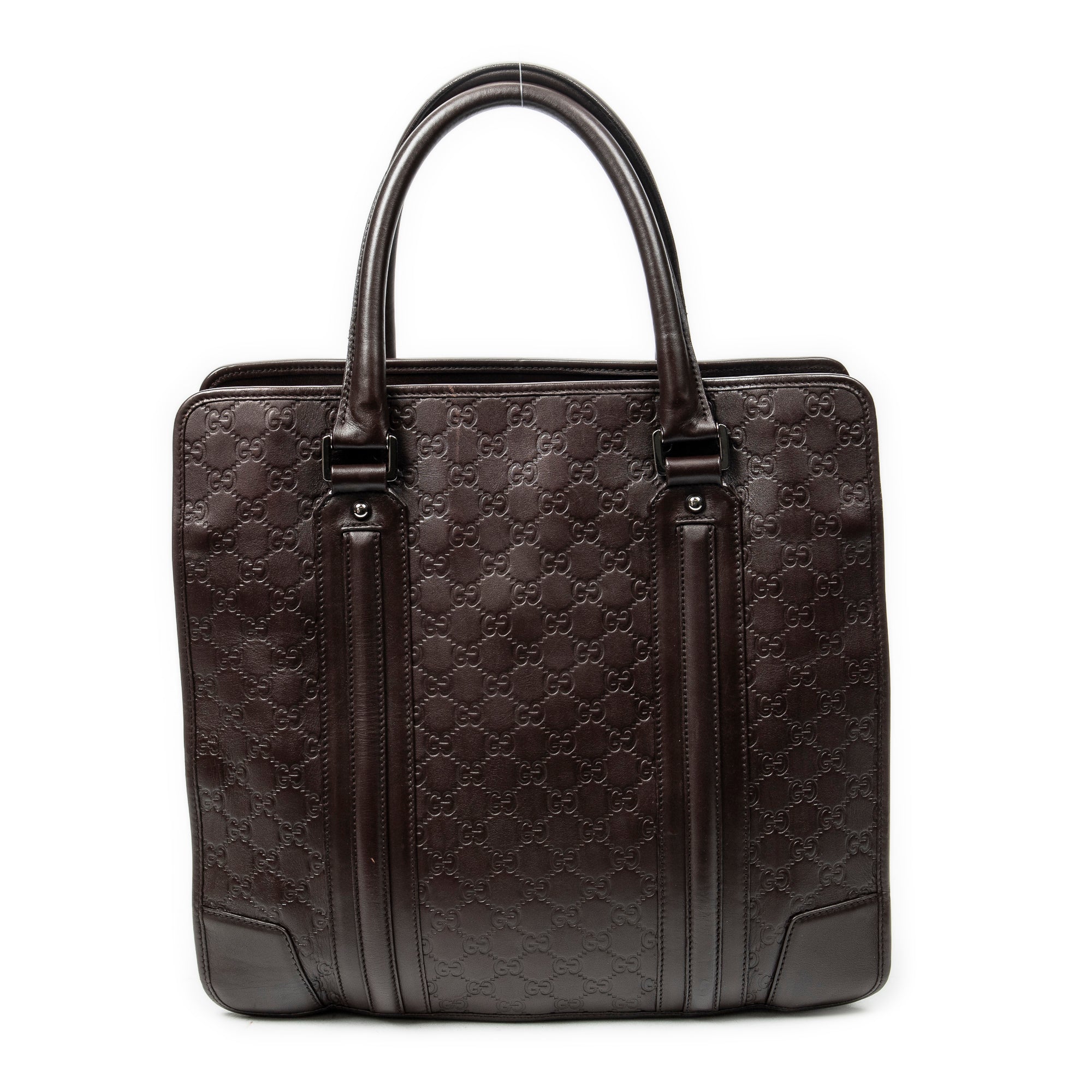 Shoulder Bag Large Document Tote Dark Brown Guccissima Leather