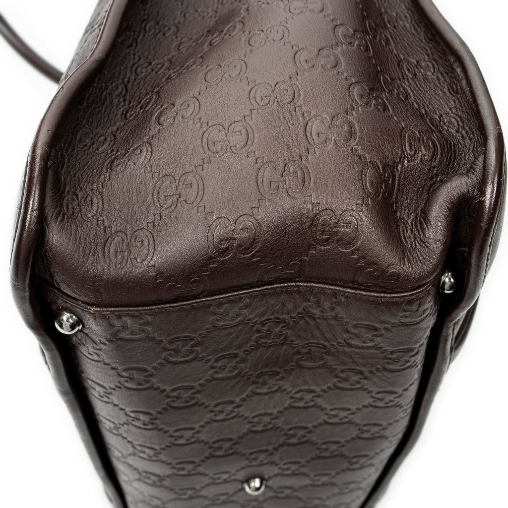 Shoulder Bag Large Document Tote Dark Brown Guccissima Leather