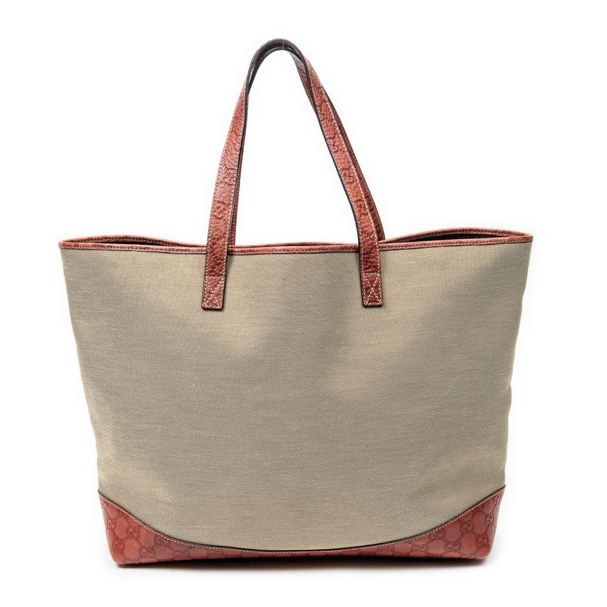 Shoulder Bag Large Open Tote Beige Canvas