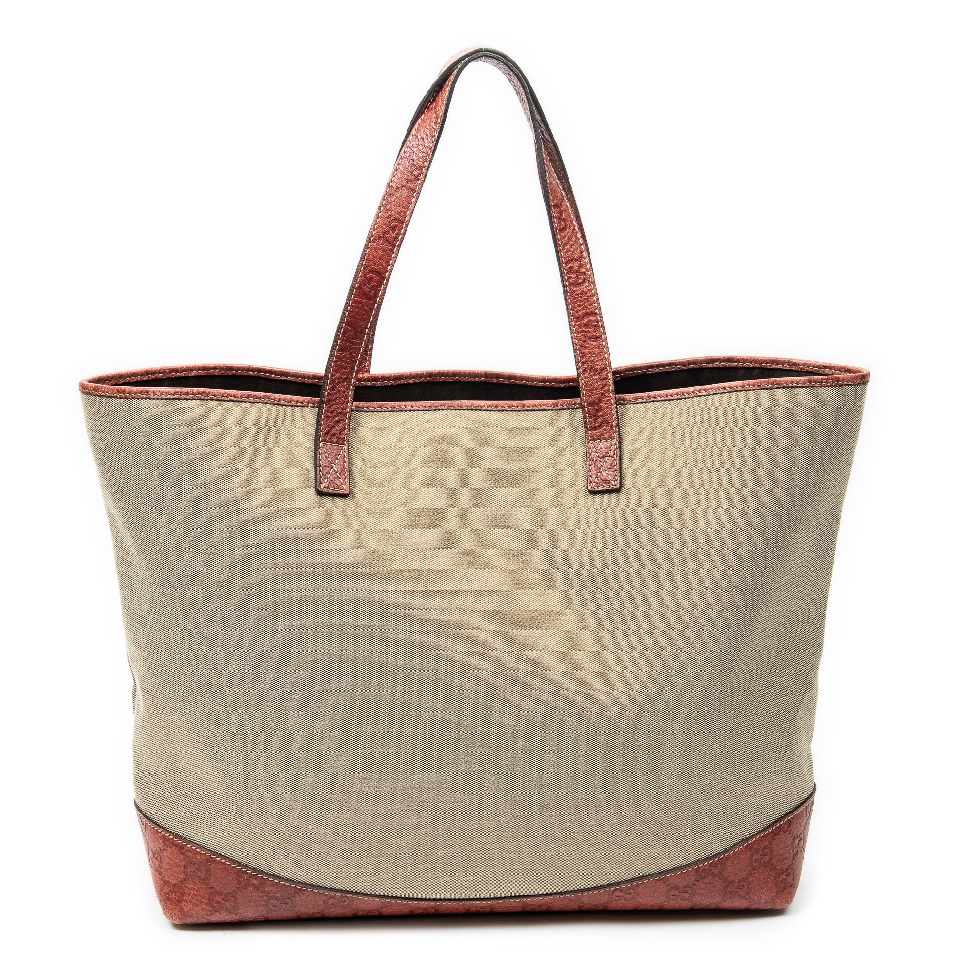 Shoulder Bag Large Open Tote Beige Canvas