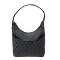 Shoulder Bag Front Pocket Hobo Black Monogrammed Canvas