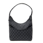 Shoulder Bag Front Pocket Hobo Black Monogrammed Canvas