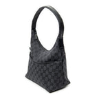 Shoulder Bag Front Pocket Hobo Black Monogrammed Canvas