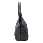 Shoulder Bag Front Pocket Hobo Black Monogrammed Canvas