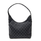 Shoulder Bag Front Pocket Hobo Black Monogrammed Canvas