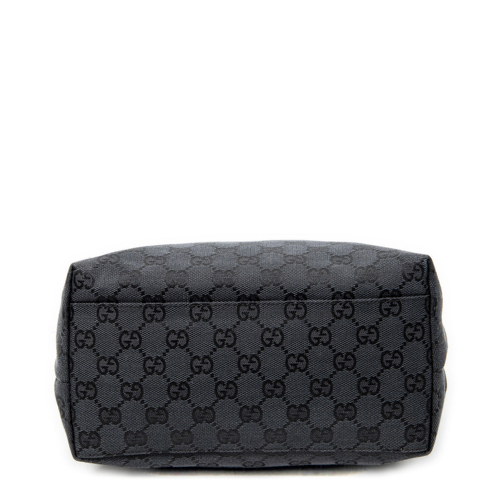 Shoulder Bag Front Pocket Hobo Black Monogrammed Canvas