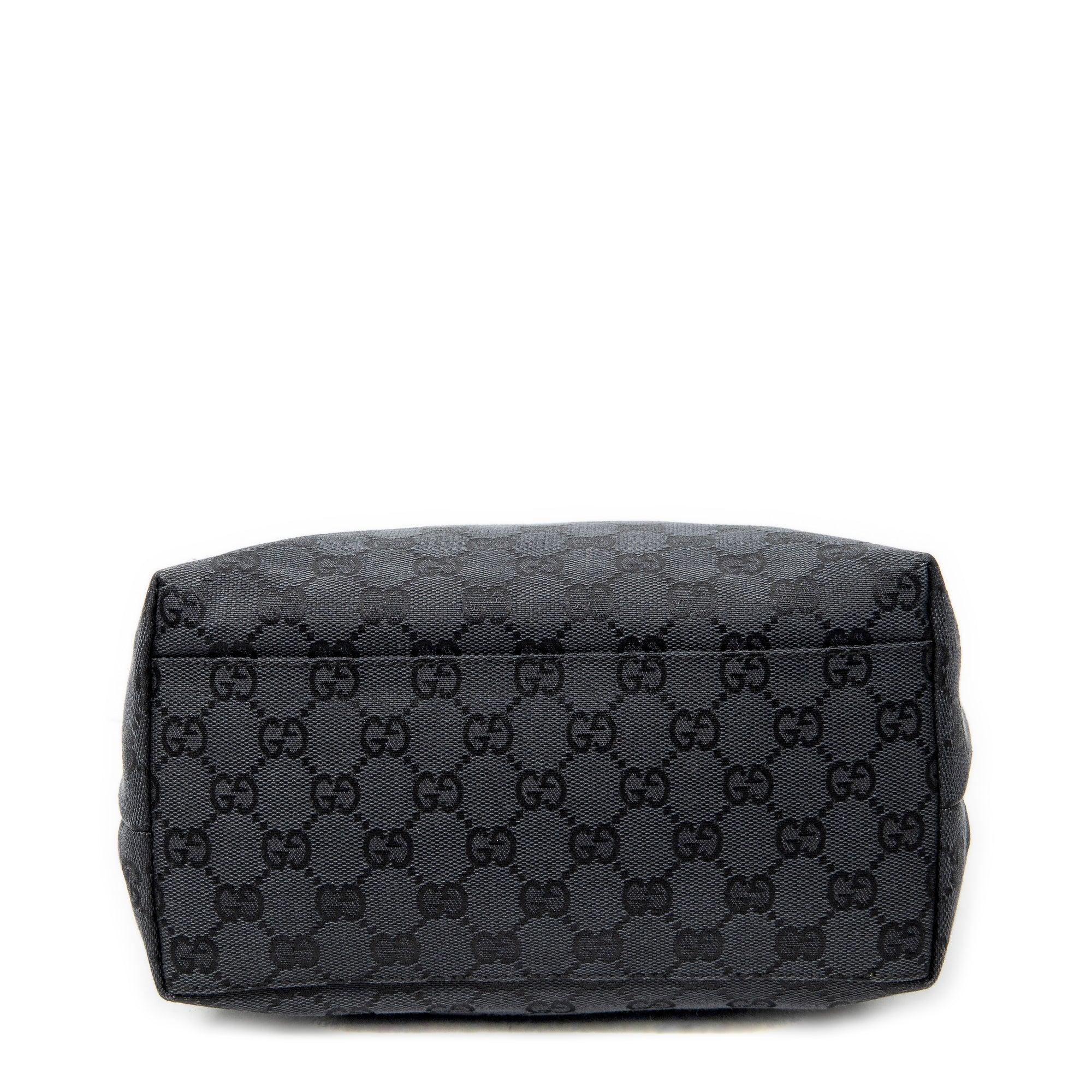 Shoulder Bag Front Pocket Hobo Black Monogrammed Canvas