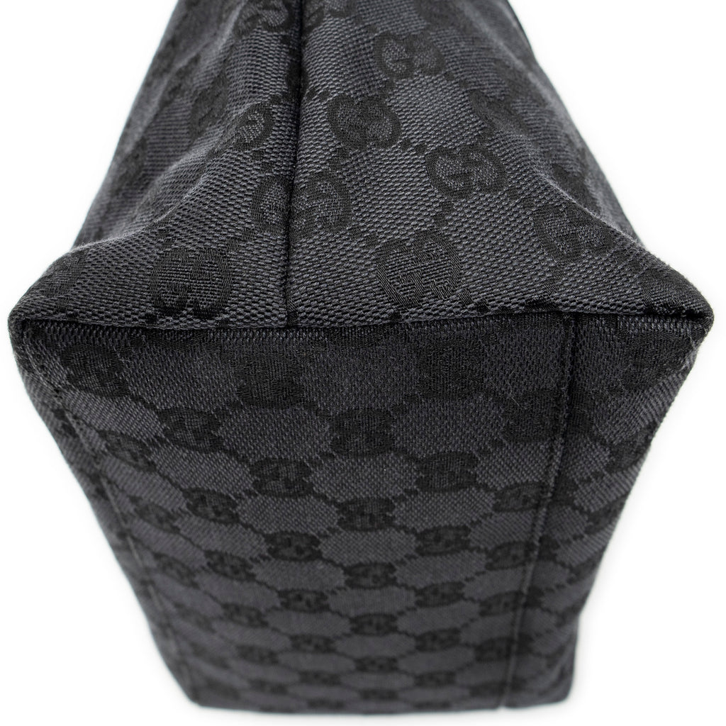 Shoulder Bag Front Pocket Hobo Black Monogrammed Canvas
