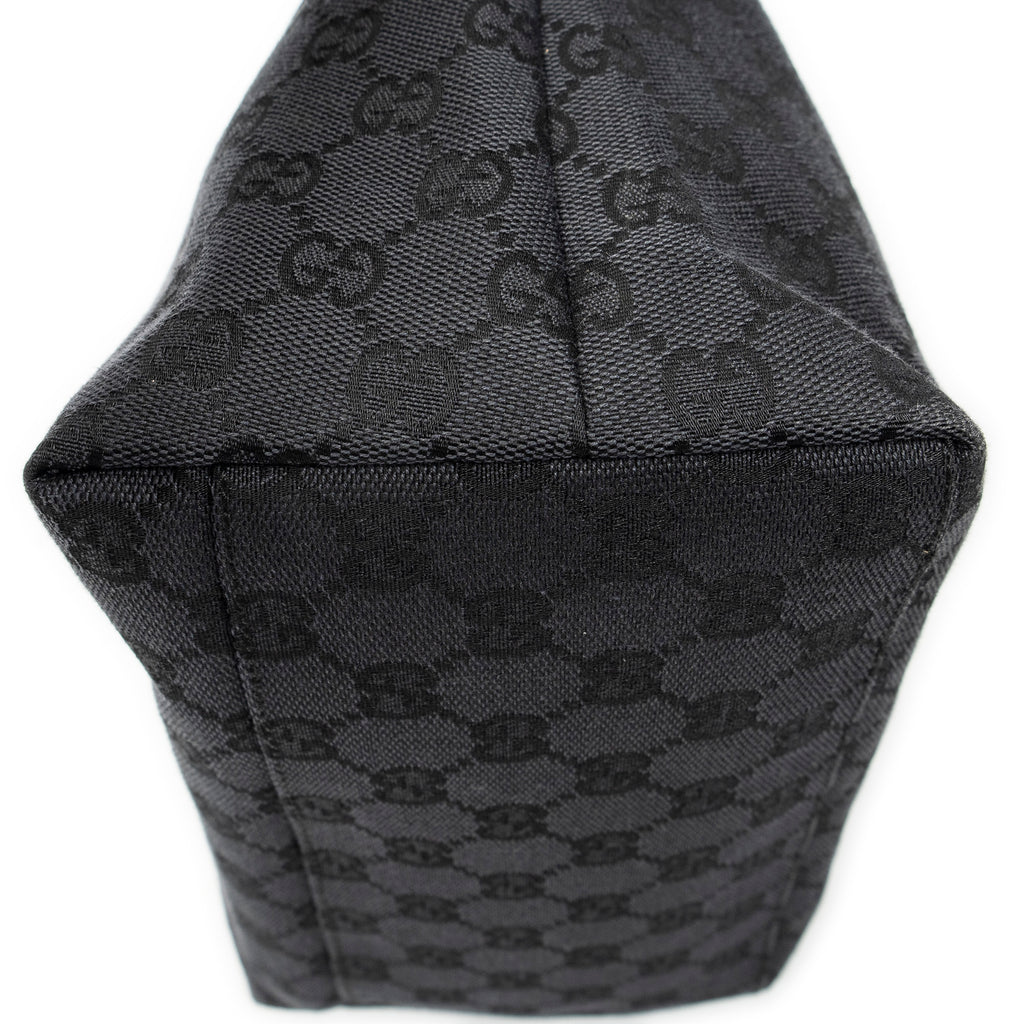Shoulder Bag Front Pocket Hobo Black Monogrammed Canvas