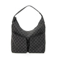 Shoulder Bag Double Pocket Hobo Black Monogrammed Canvas