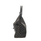 Shoulder Bag Double Pocket Hobo Black Monogrammed Canvas