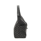 Shoulder Bag Double Pocket Hobo Black Monogrammed Canvas
