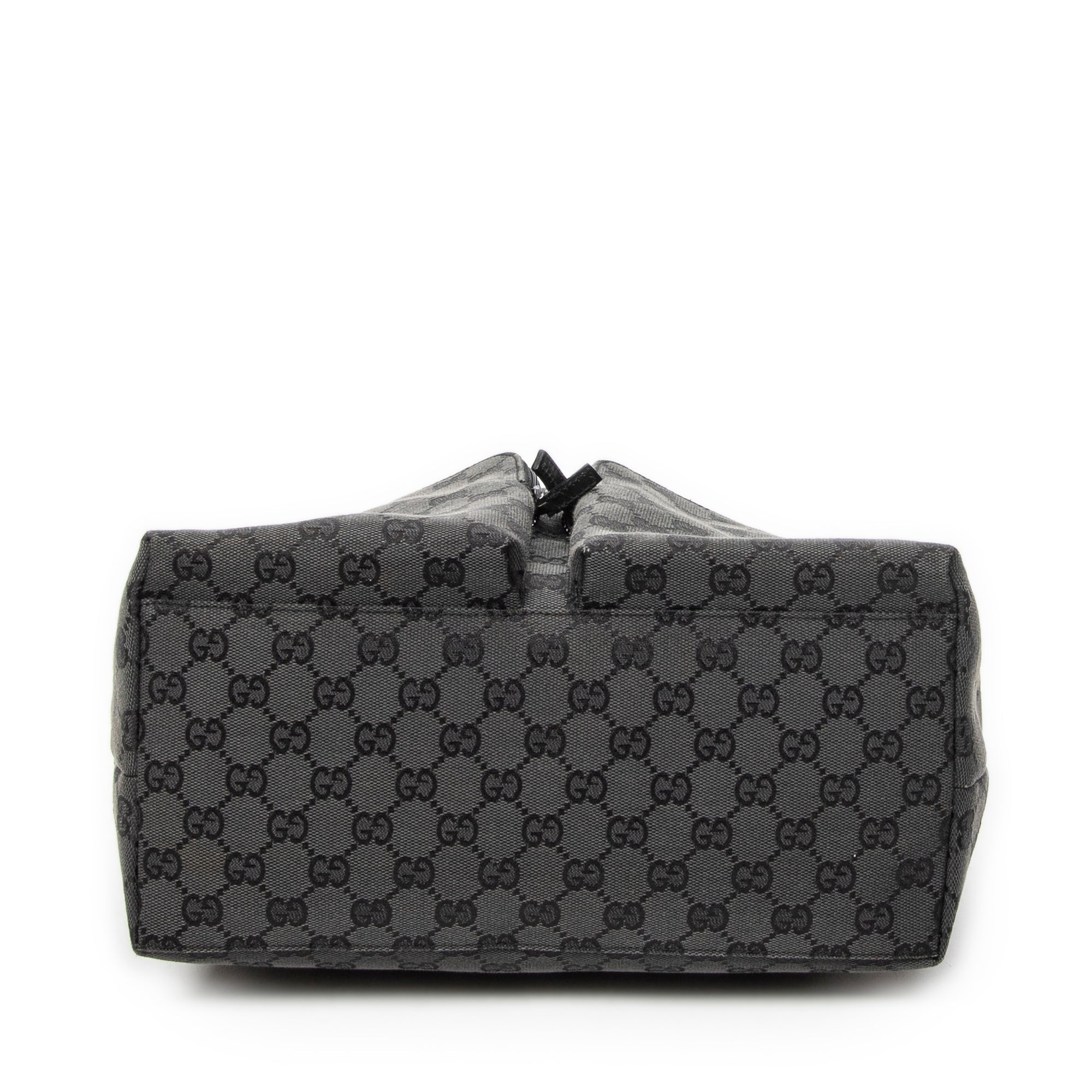 Shoulder Bag Double Pocket Hobo Black Monogrammed Canvas