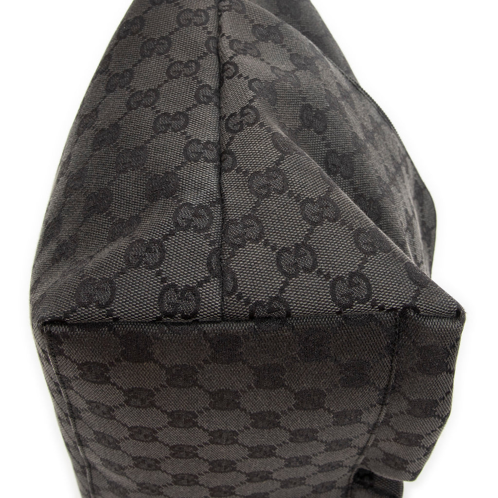 Shoulder Bag Double Pocket Hobo Black Monogrammed Canvas