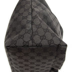 Shoulder Bag Double Pocket Hobo Black Monogrammed Canvas