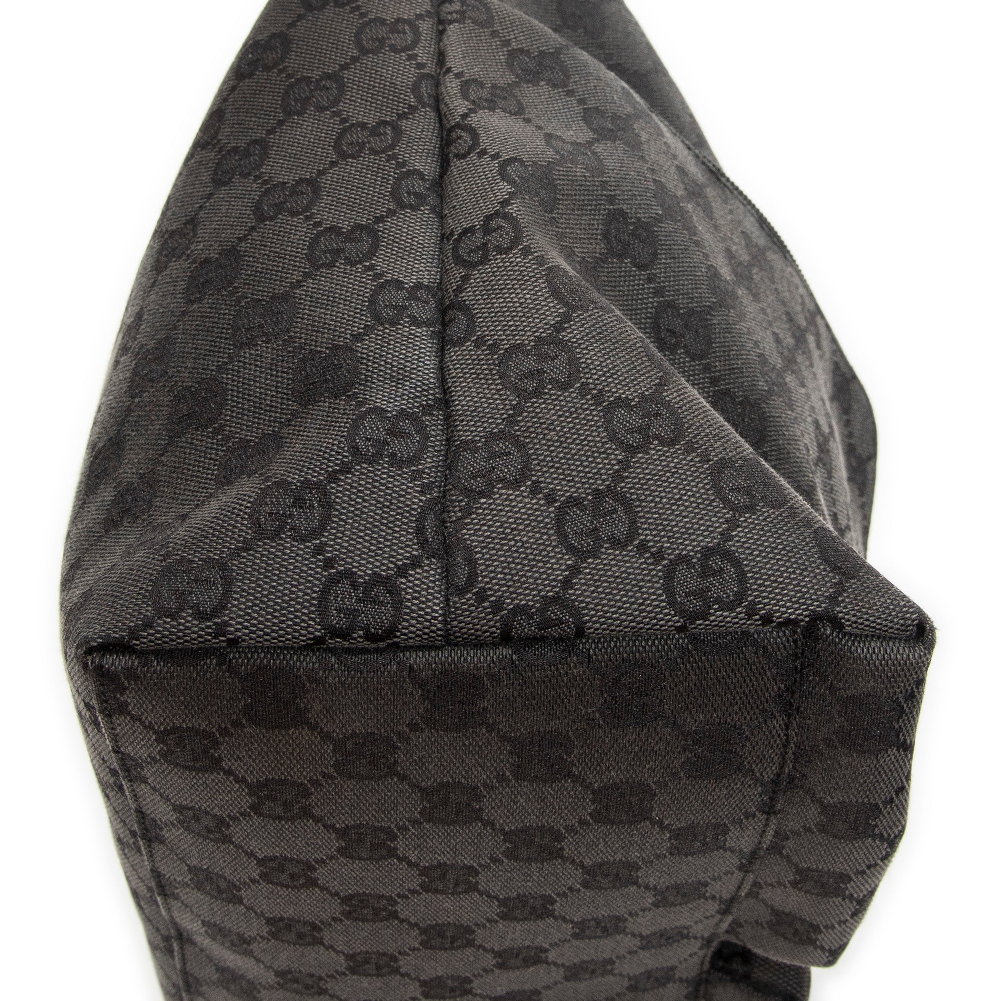 Shoulder Bag Double Pocket Hobo Black Monogrammed Canvas