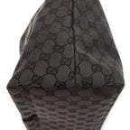 Shoulder Bag Double Pocket Hobo Black Monogrammed Canvas