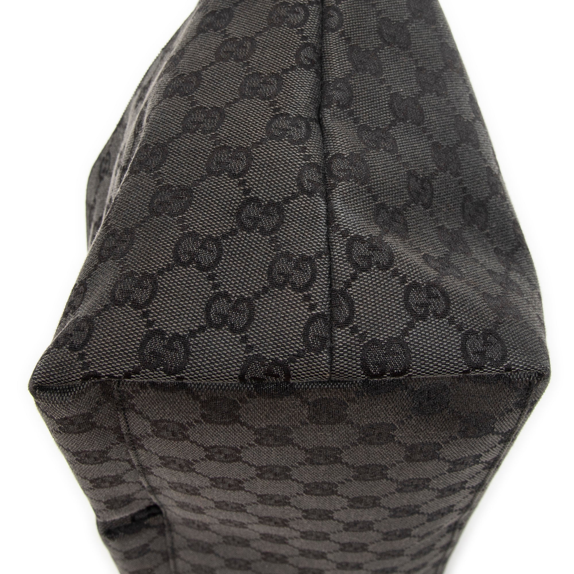 Shoulder Bag Double Pocket Hobo Black Monogrammed Canvas