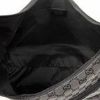 Shoulder Bag Double Pocket Hobo Black Monogrammed Canvas