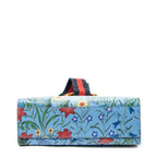 Shoulder Bag Medium Nymphaea Top Handle Blue Floral Printed Leather