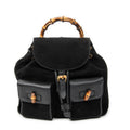 Backpack Large Bamboo Backpack Black Suede Leather