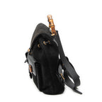 Backpack Large Bamboo Backpack Black Suede Leather