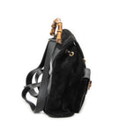 Backpack Large Bamboo Backpack Black Suede Leather