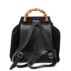 Backpack Large Bamboo Backpack Black Suede Leather
