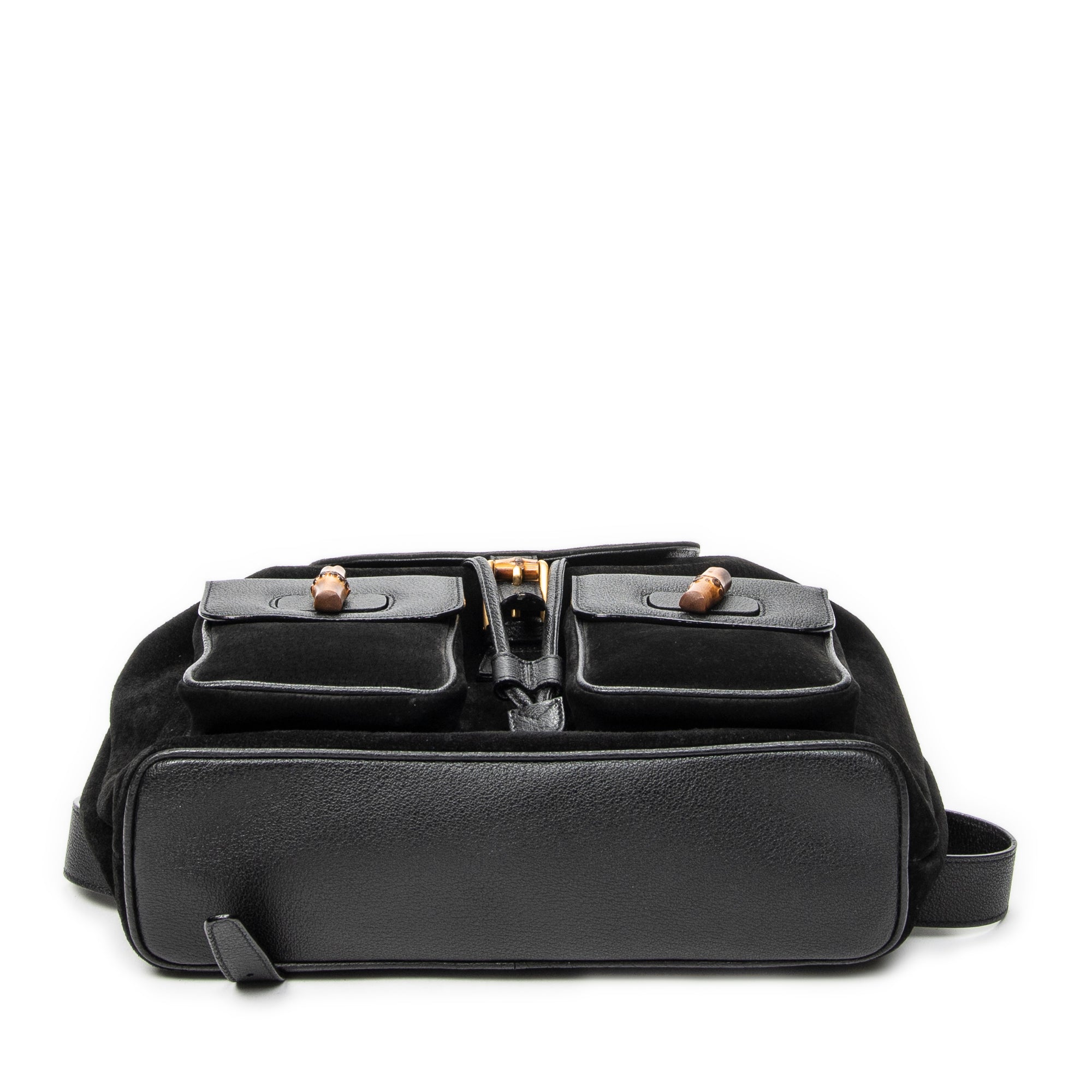 Backpack Large Bamboo Backpack Black Suede Leather
