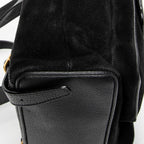 Backpack Large Bamboo Backpack Black Suede Leather