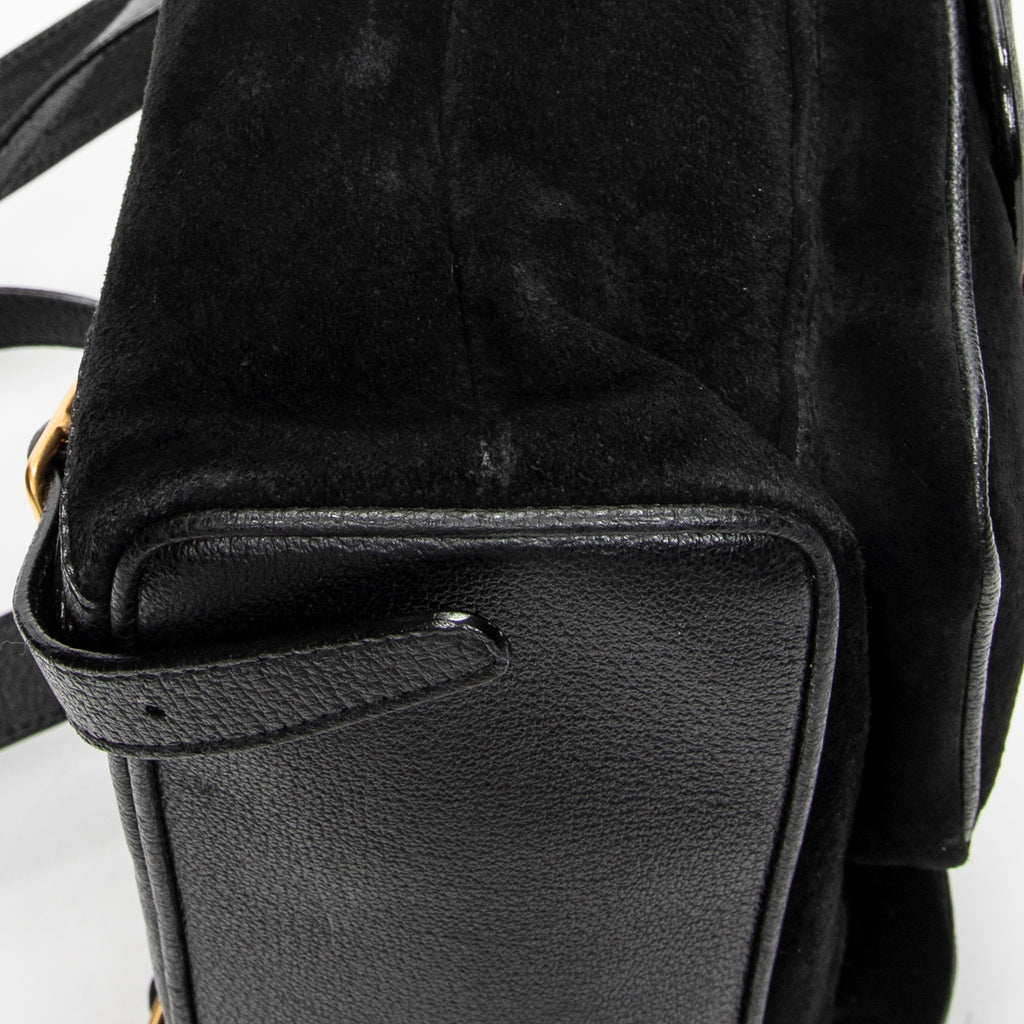 Backpack Large Bamboo Backpack Black Suede Leather