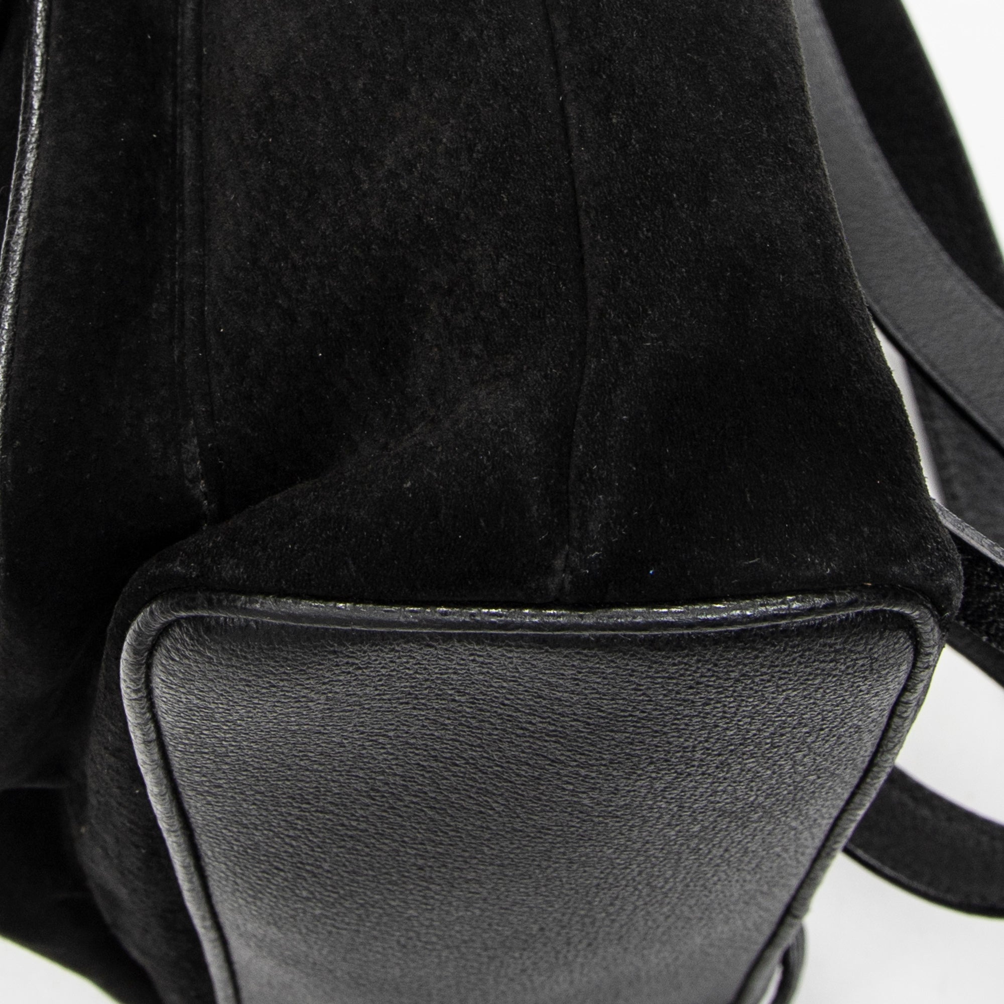 Backpack Large Bamboo Backpack Black Suede Leather