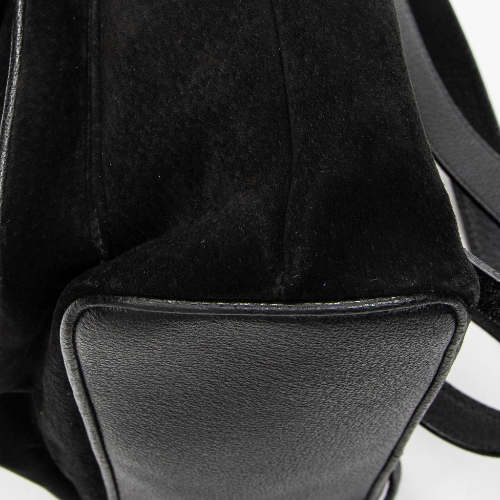 Backpack Large Bamboo Backpack Black Suede Leather