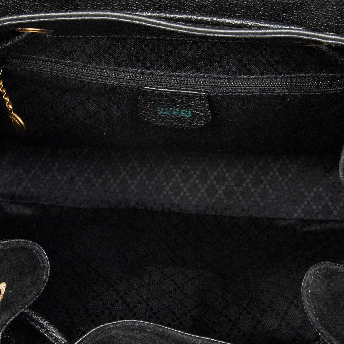 Backpack Large Bamboo Backpack Black Suede Leather
