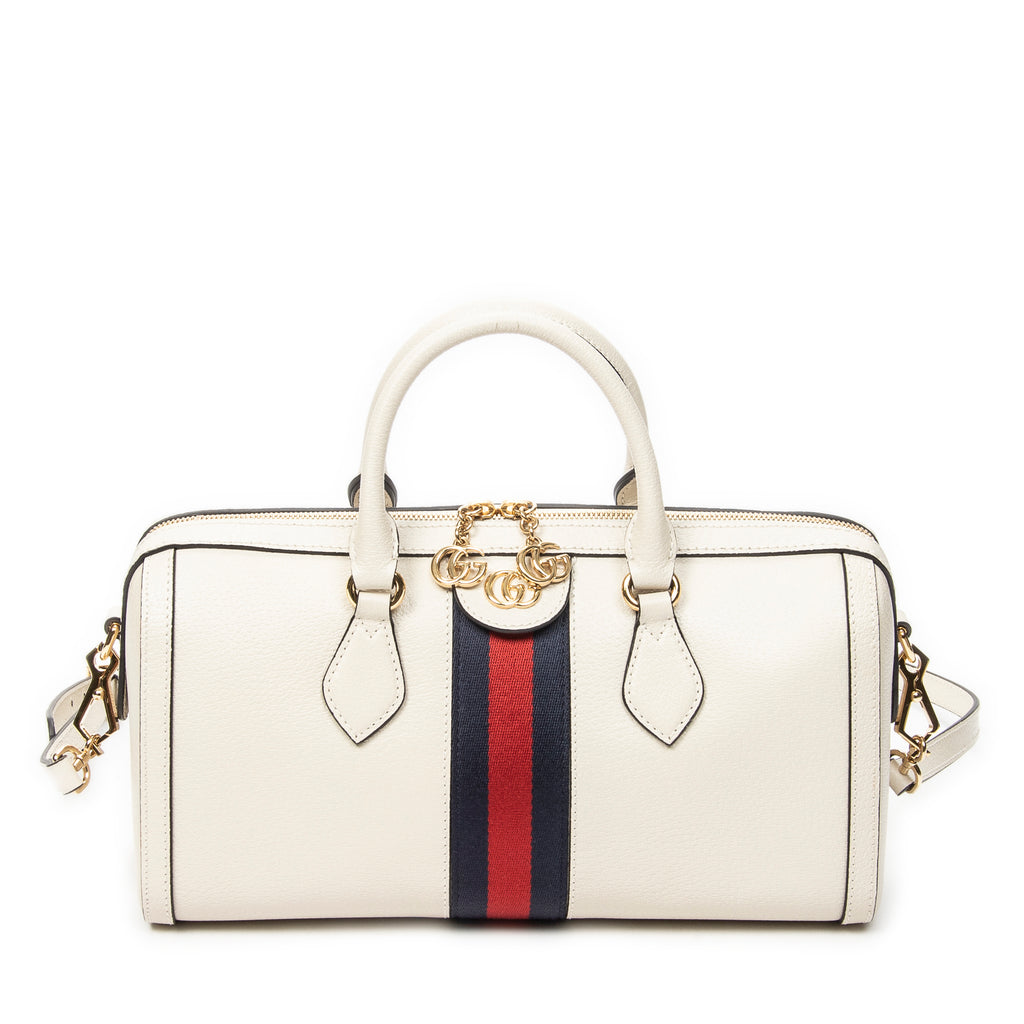 Shoulder Bag Medium Ophidia Boston Ivory Grained Calfskin Leather
