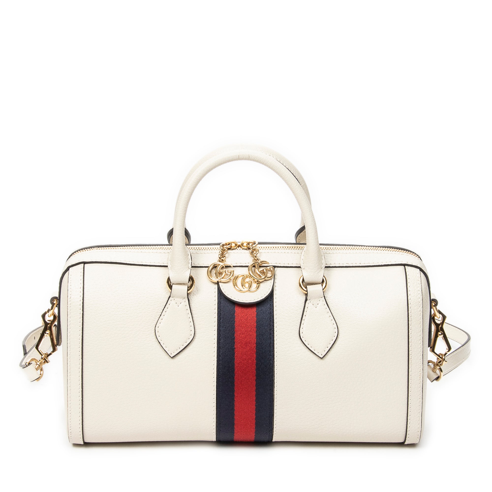 Shoulder Bag Medium Ophidia Boston Ivory Grained Calfskin Leather