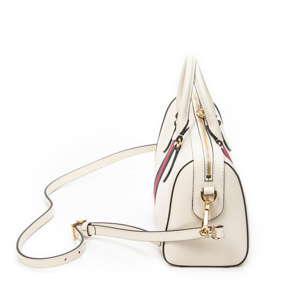 Shoulder Bag Medium Ophidia Boston Ivory Grained Calfskin Leather