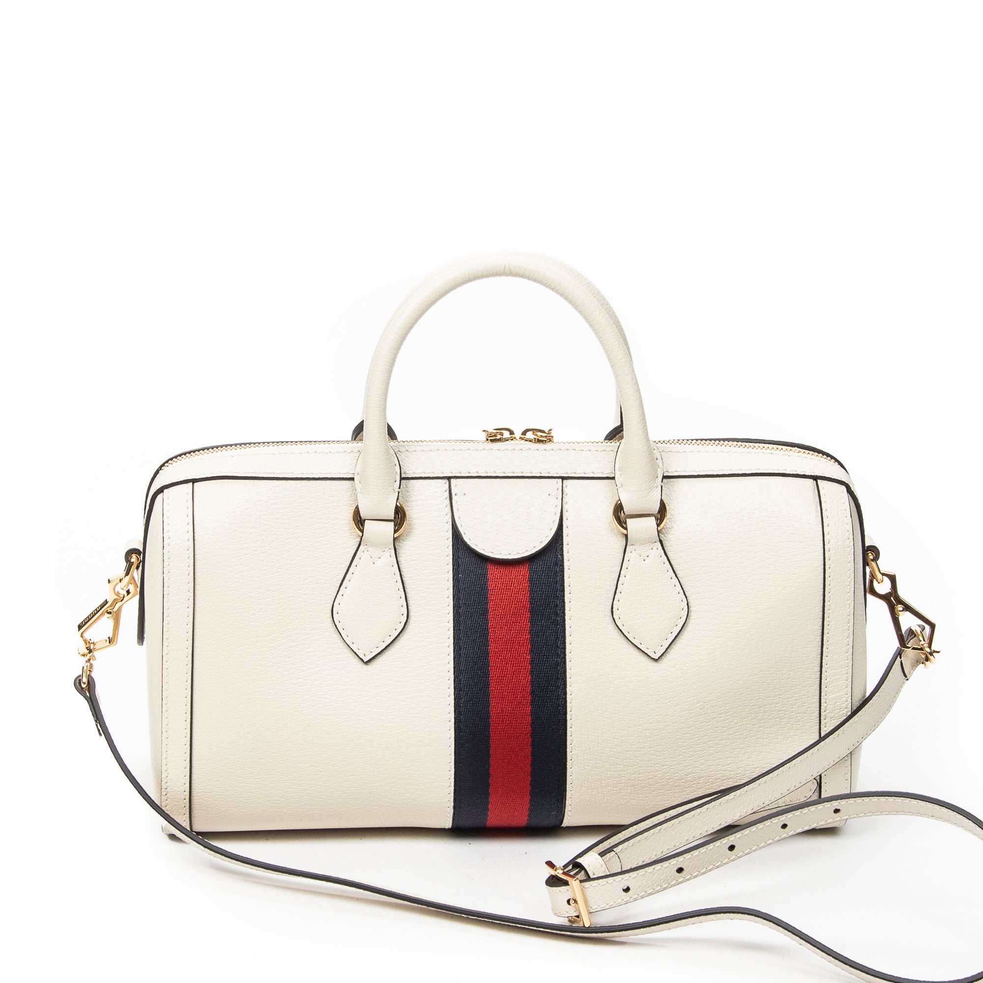 Shoulder Bag Medium Ophidia Boston Ivory Grained Calfskin Leather