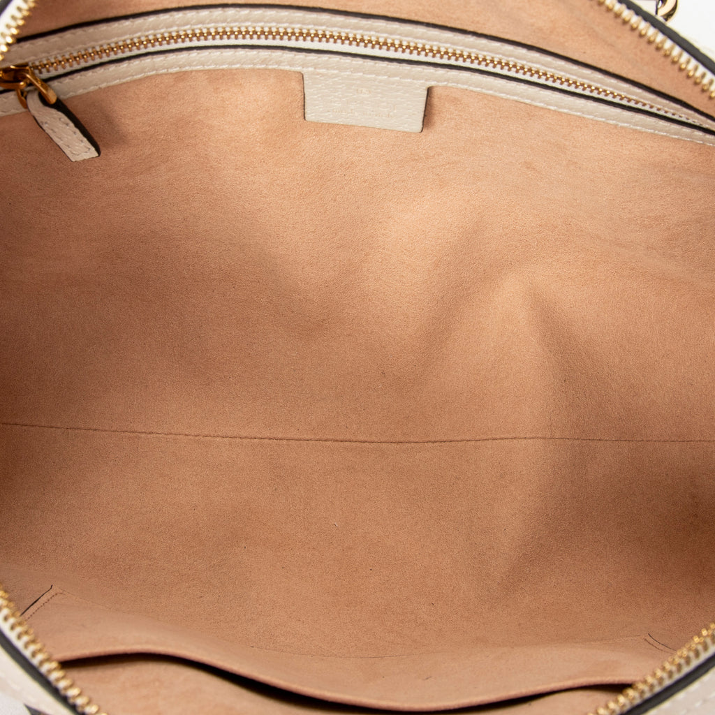 Shoulder Bag Medium Ophidia Boston Ivory Grained Calfskin Leather