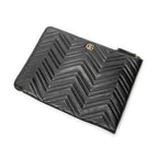 Handbag GG Marmont Zip Clutch Black Quilted Chevron Leather