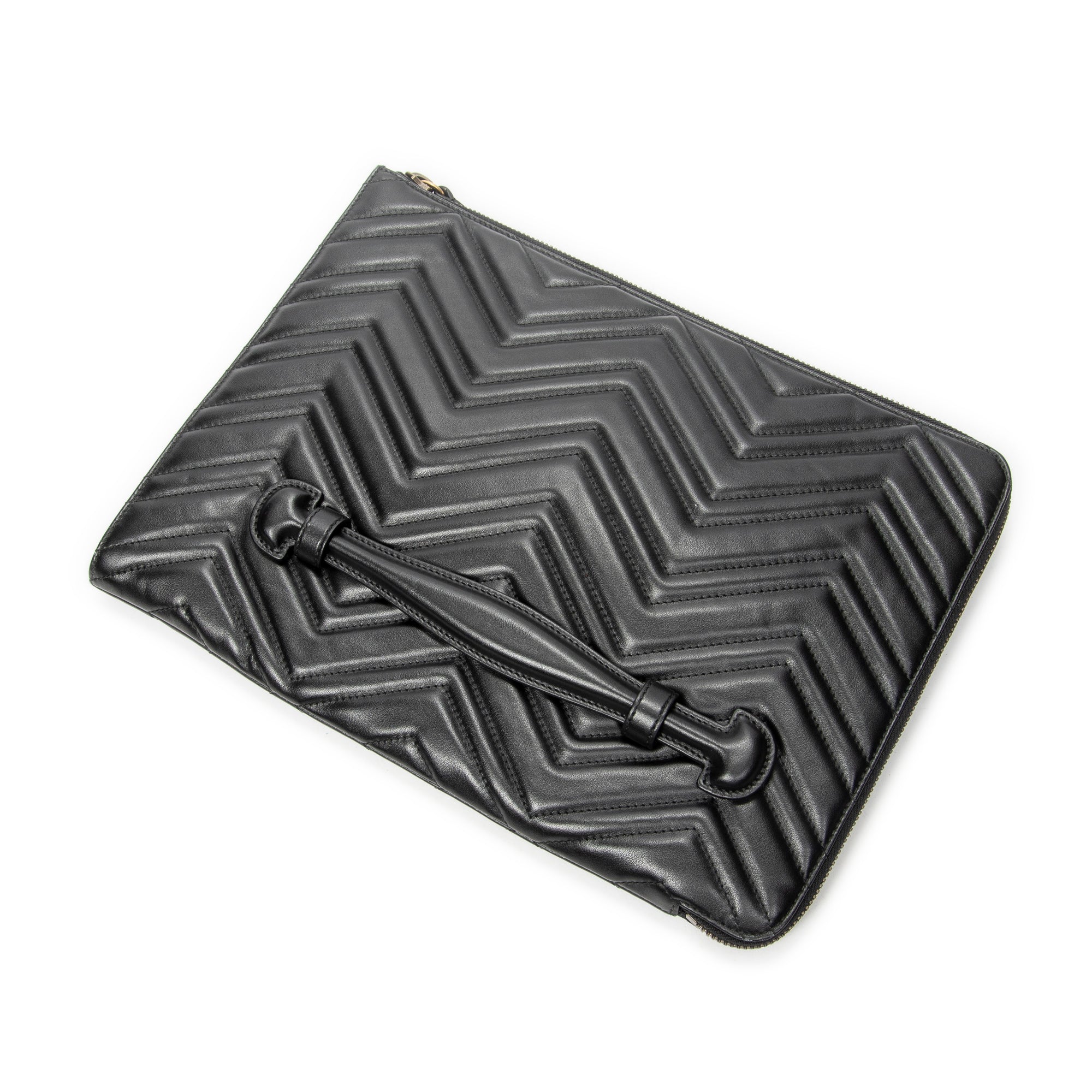 Handbag GG Marmont Zip Clutch Black Quilted Chevron Leather