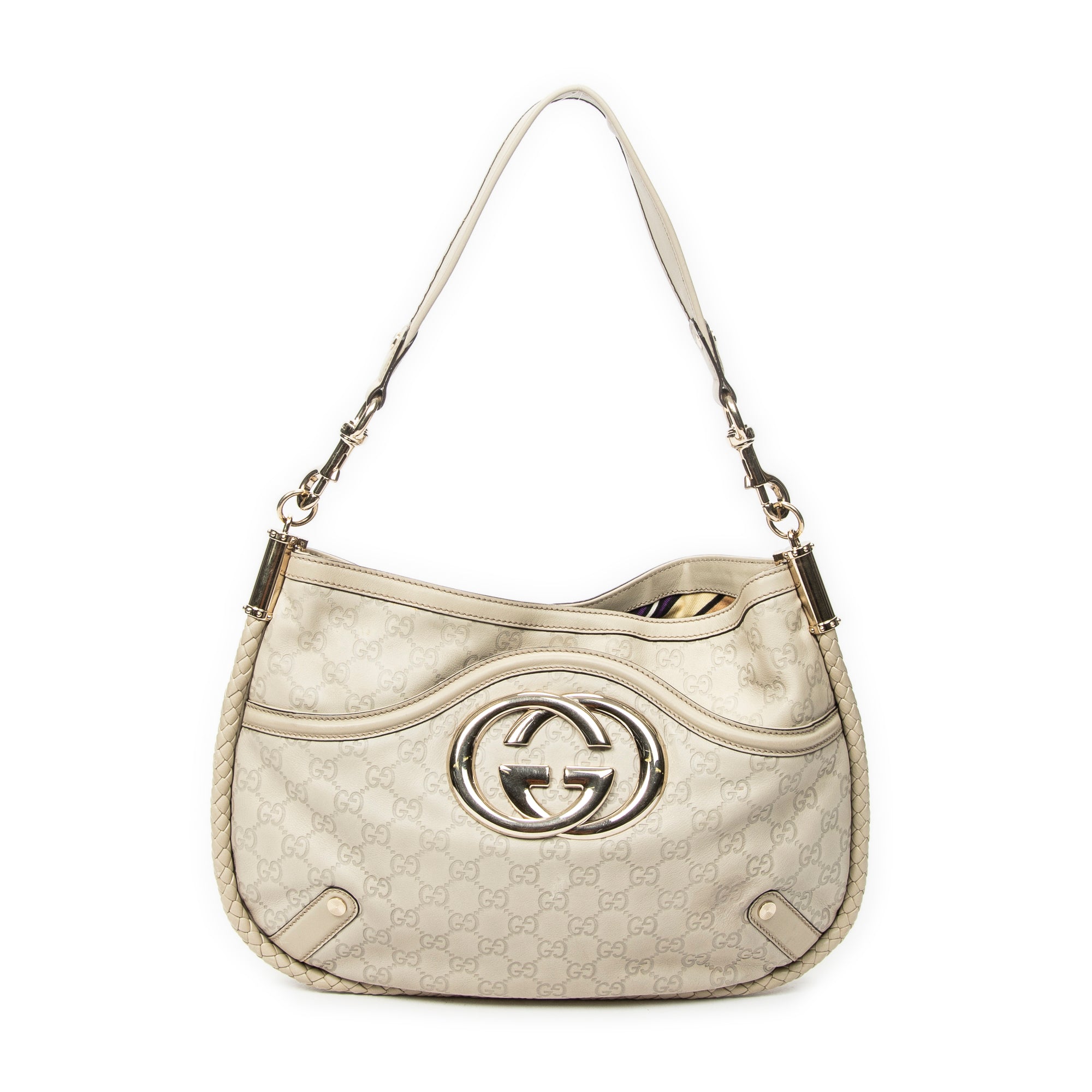 Shoulder Bag Medium Britt Ivory Guccissima Leather