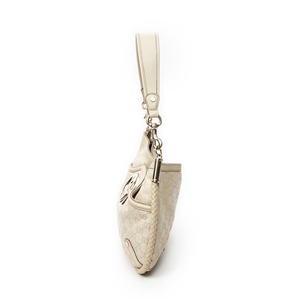 Shoulder Bag Medium Britt Ivory Guccissima Leather